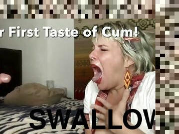 Her First Taste of Cum: Swallowing Her Teacher’s Nasty Cum For A Good Grade