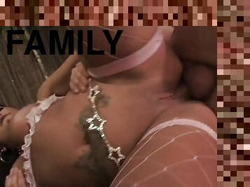 Banging Family - Big Boobed Latina Schoolgirl with Fishnet Stockings Fucked by Step-Dad