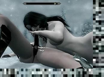 Continuation of lesbian sex in cold Skyrim
