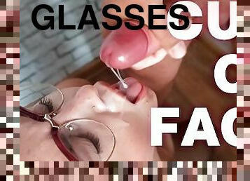 Girlfriend in Glasses Sensual Sucking Dick until Facial Cumshot