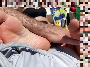 PUBLIC FOOT RUB ON A BOAT, BEACHED ON SHORE