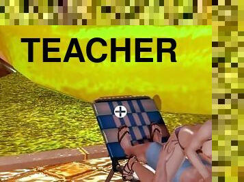 insegnanti, rapporti-anali, giapponesi, spiaggia, anime, manga, 3d