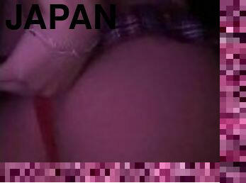 Japanese student fingering thru panty With dildo (part 1)