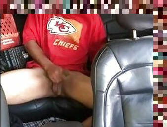 Hot light skin Chiefs fan masturbates outdoors