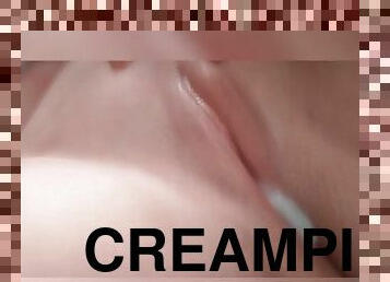 äußerste, muschi, dilettant, creampie, schlampe, beule, fest-tight, glied, neckend