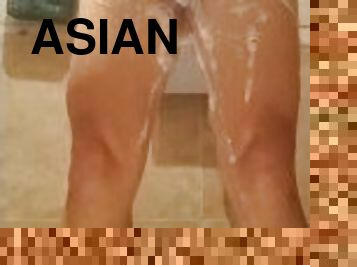 asian, mandi, amateur, homoseksual, orang-jepun, mandi-shower, solo, skrotum, dicukur, zakar