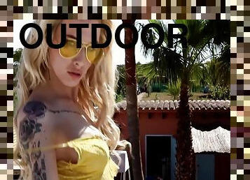 Saskia Valentine - Strips Naked Outdoors