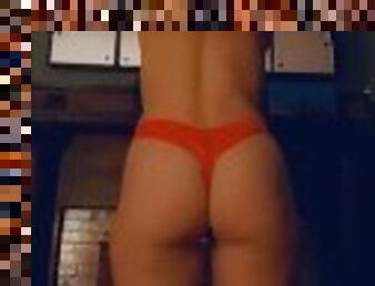 Squats in my red thong