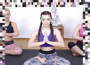 Yoga lesson leads the young lesbos to feel horny and keen