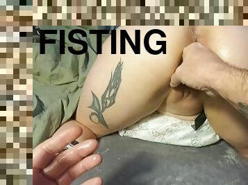 røv, fisting, orgasme, fisse-pussy, amatør, synsvinkel, utrolig, brunette, tatovering, saftig