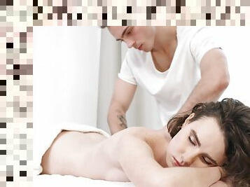 Massage leads young curly teen slut to insane pleasure