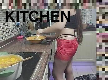 Sexy hot girl is cooking in the kitchen part 36