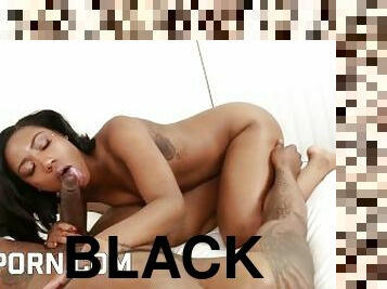 Sexy black girl +18 is fucked hard on the bed by her BBC boyfriend 4k