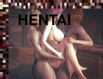 āzijas, spermasizšāviens, japāņu, masturbācija, beigšanaiekšā, trijatā, dubultais, anime, hentai, 3d