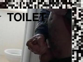 Guy masturbates in gym toilets