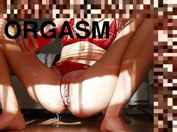 Insane Multiple Squirting Orgasm - Solo Masturbation with Pink Dildo