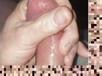 stroking cock and cumming