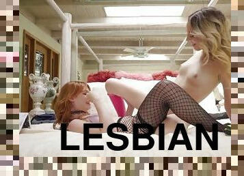 GIRLSWAY - Hot 18yo Lacy Lennon And Lily Larimar Learn Lesbian Sex From An Hentai Comics