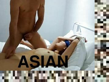 ASIAN girl TIED UP is FUCKED in every hole! SHE PEES ON HERSELF!