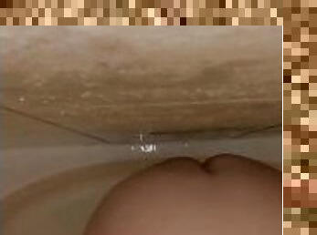 Chub riding big dildo in the shower