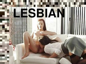 Sexy lesbians enjoy some passionate kissing and ass licking