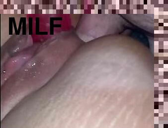 Throatfuck DVP and DP with milf in lingerie ends in facial