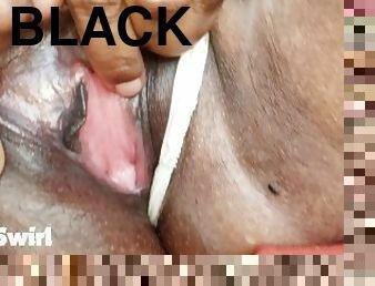 Black GF Playing with her Beautiful Clit.