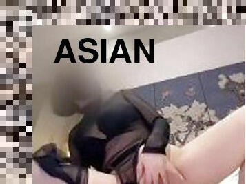 Cute Asian slut naked her shaved pussy have a hardcore sex with big dick and fucked by a big dildo
