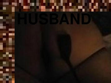 Submissive husband spanked with crop while plugged