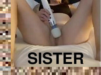 Stepsister gets off HARD with the Hitachi Magic Wand