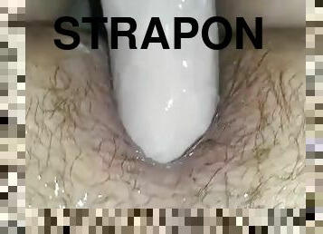 cul, masturbation, gode-ceinture, amateur, anal, énorme-bite, jouet, hardcore, double, bisexuels