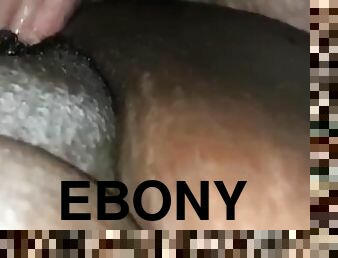 Closer view of ebony pussy getting fucked by white dick