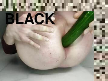 black thong, tight hole, big cucumber