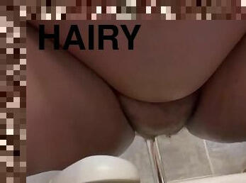 Bbw hairy pussy pissing in public bathroom