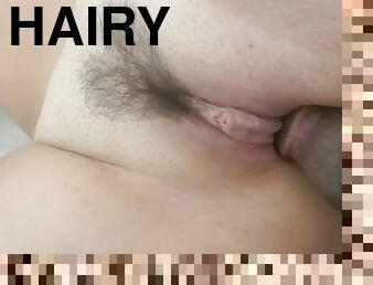 Heart shaped hairy white PUSSY filled up with BBC CUM!