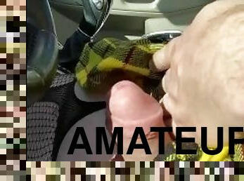 masturbación, amateur, coche, bisexual