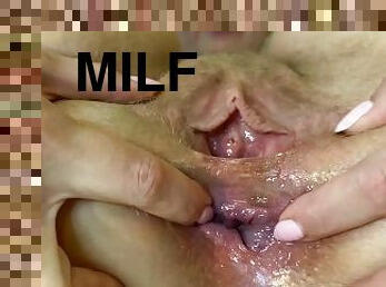Milf Fucked in the Ass and Made a Creampie/ Julia Spreads her asshole