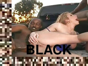 Lusty Nympho Strokes And Gags On A Mutant Black Cock Then Gets Fucked