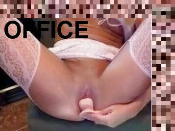 Naughty school girl masterbates and squirts in daddy’s office part 2 ????????????