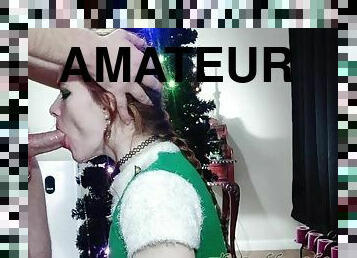 Cute Redhead Elf gets throatfucked and cum in throat 4 Christmas Side View - TheGoddessOfLust