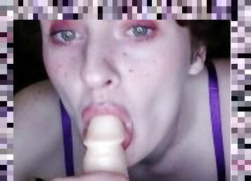 Irish Girl Blowjobs a Dildo