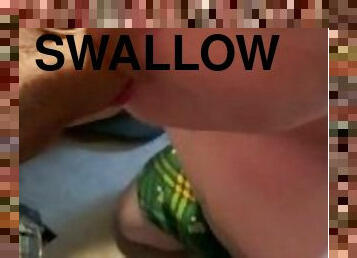 Trans man swallows Load.