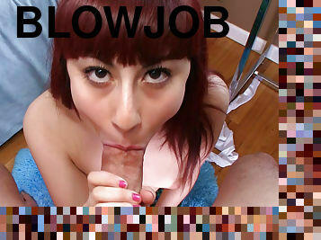 Redhead gives incredible POV blowjob