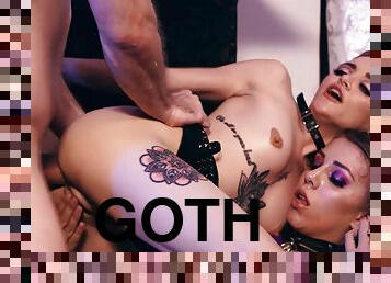 Goth Teen Nymphos And Team Up To Fuck Big Cock With Chanel Gray And Lola Fae