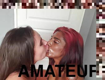And Myself Sharing Wet Tongue Kisses After Covering Each Others Faces With Saliva With White Whore