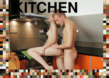 Anal sex in the kitchen with petite Alice Marshall