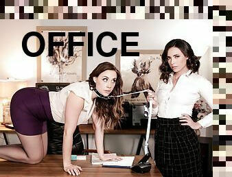 payudara-besar, kantor, vagina-pussy, lesbian-lesbian, normal, berambut-cokelat