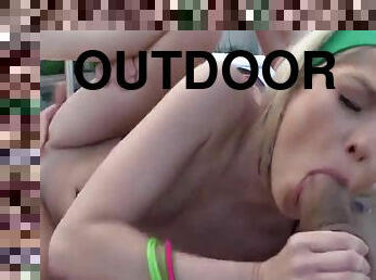 Tiffany Fox - Cute Teen Takes Huge Cock Inside While Outdoors