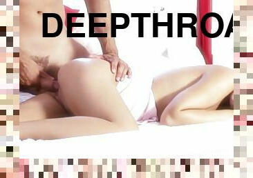 gigantisk-kuk, deepthroat, blond