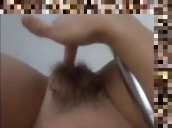 Fingering my hairy pussy in someone elses bath